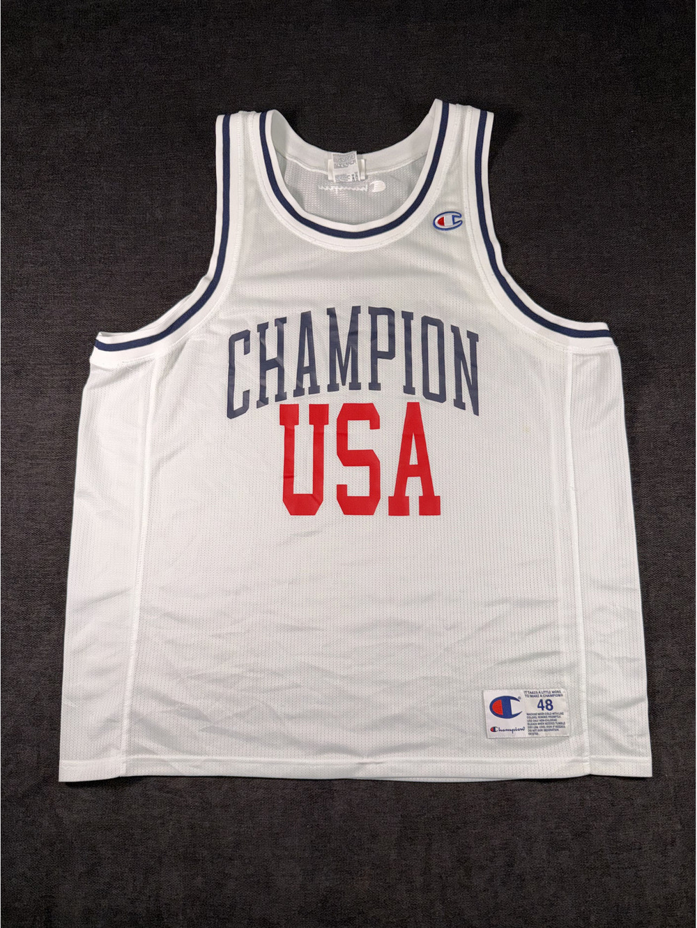 Champion USA White Basketball Jersey Size 48